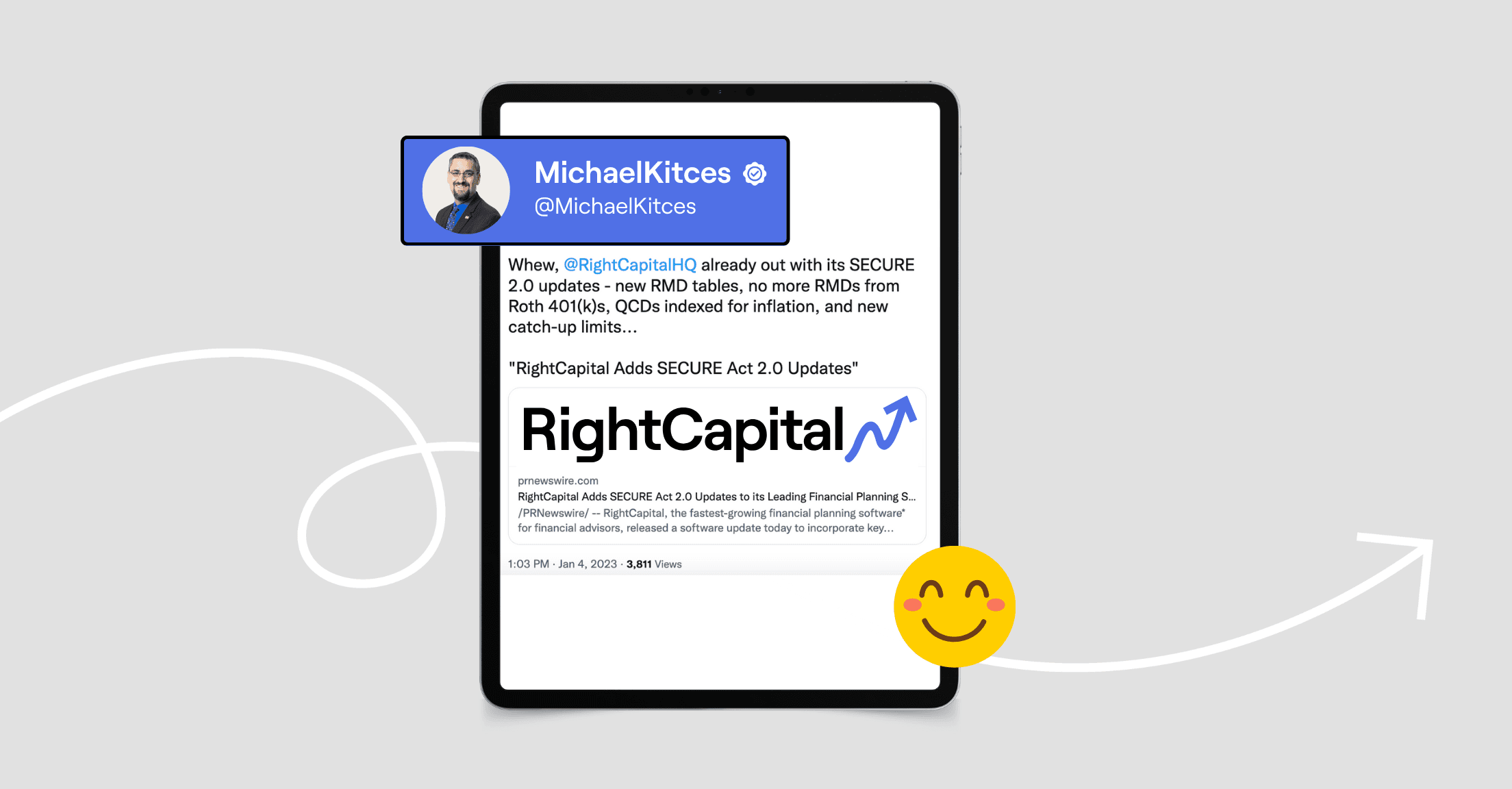 Tweet from Michael Kitces about the RightCapital SECURE 2.0 changes